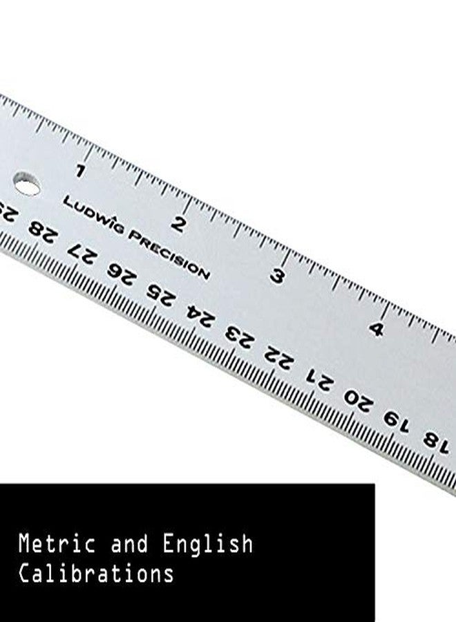 Ludwig Precision Aluminum Straight Edge Ruler, 12-INCH, Silver - Image 3