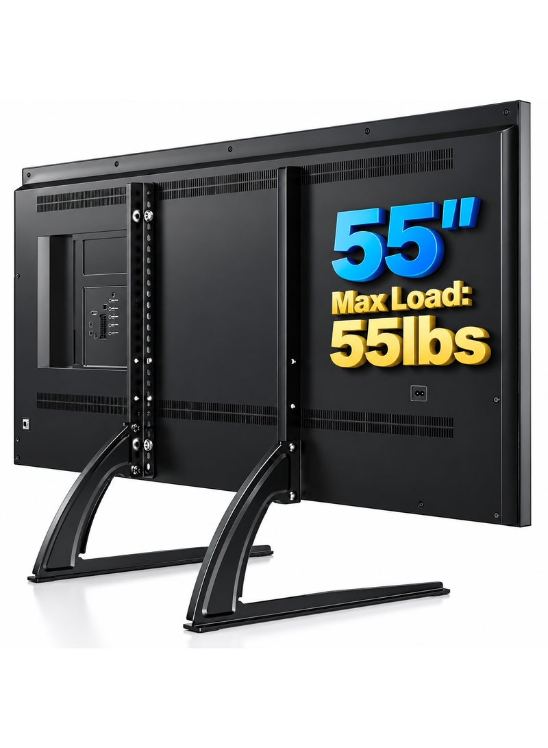 BEETEC Desktop TV Stand, Ultra-Slim Design, Supports 32"–55" TVs up to 25kg/55lbs, VESA Compatible up to 400x400 mm, Black | TF-D2 - Image 1