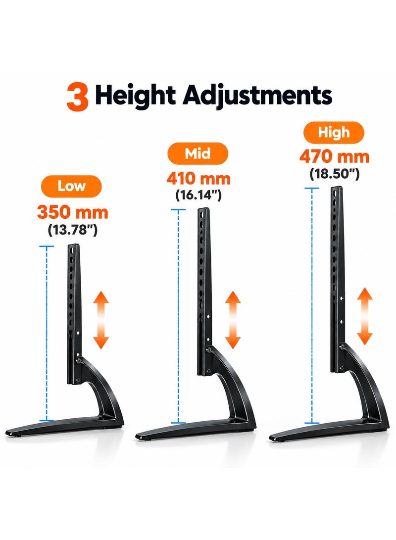BEETEC Desktop TV Stand, Ultra-Slim Design, Supports 32"–55" TVs up to 25kg/55lbs, VESA Compatible up to 400x400 mm, Black | TF-D2 - Image 4