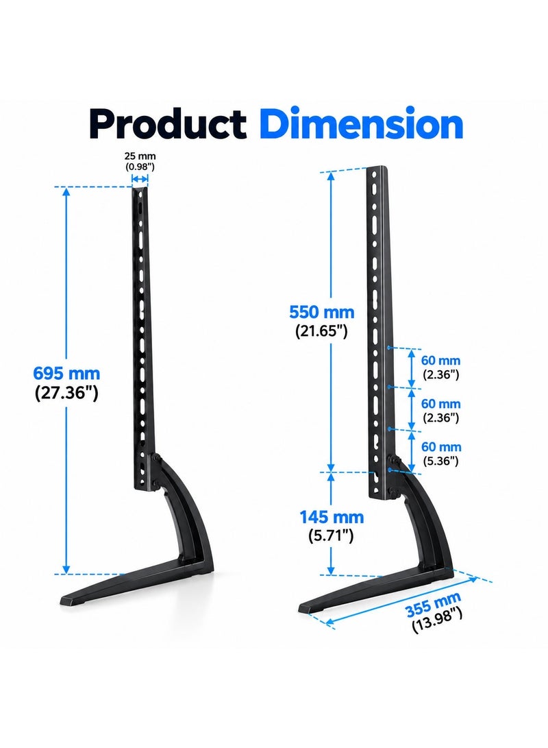 BEETEC Desktop TV Stand, Ultra-Slim Design, Supports 32"–55" TVs up to 25kg/55lbs, VESA Compatible up to 400x400 mm, Black | TF-D2 - Image 5