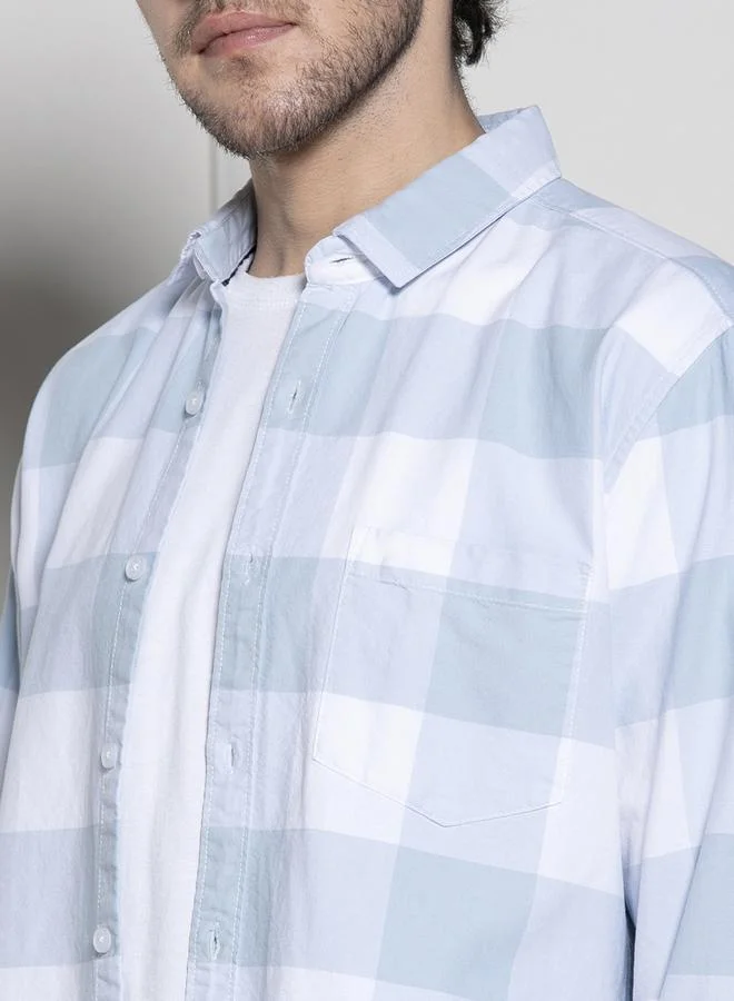 Dennis Lingo Tartan Check Spread Collar Casual Shirt by Styli