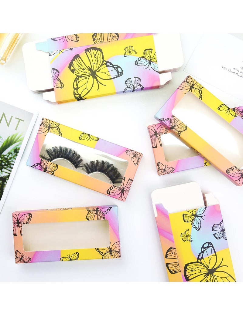 50Pcs False Eyelashes Packaging Box, False Eyelashes Storage Containers 50Pcs Packaging Box & 50 Tray Colored  erfly Prints Eyelash Box - Image 5