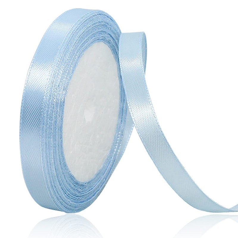 Solid Color Light Blue Satin Ribbon 38 Inches x 25 Yards Fabric Satin Ribbon for Gift Wrapping Crafts Hair Bows Making Wreath Wedding Party Decoration and Other Sewing Projects