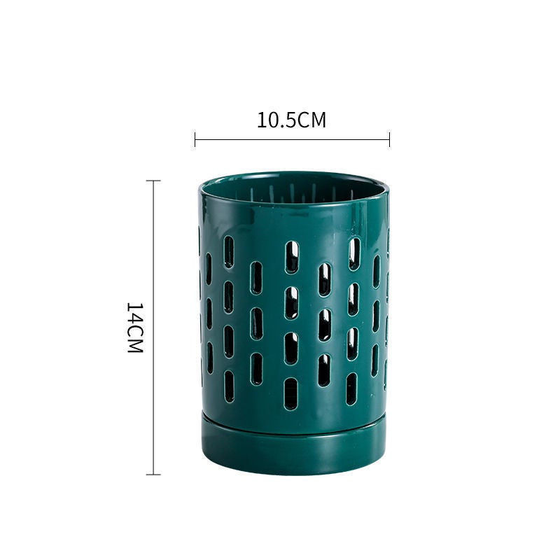 Hollow Ceramic Chopstick Cage Carving Chopstick Barrel Kitchen Storage Draining Mildew-proof Chopstick Barrel Planting Phalaenopsis Flower Pot(Diaotong chopstick holder green [stripes]) - Image 1