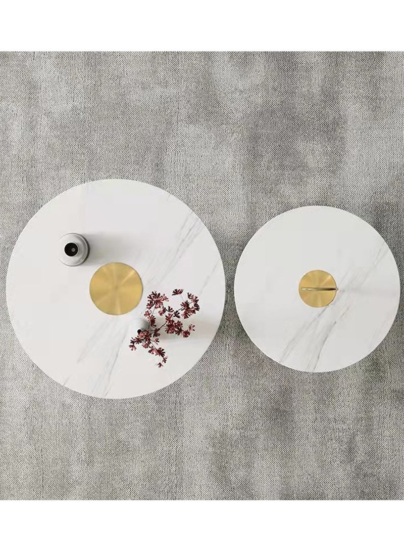 MAPLE HOME DECORATION Maple Home Coffee Table Sofa Tea Side Table Modern Nesting Golden Frame Round Tables Marble Pattern Living Room Apartment Furniture Set of Φ80CM+Φ60CM  - Image 3