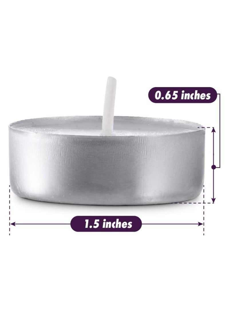 لوكاداه عبوة من ١٠٠ شمعة شاي عديمة الرائحة | شموع شاي بيضاء تدوم ٤ ساعات | شموع صغيرة تدوم طويلاً لحفلات الزفاف والحفلات وأعياد الميلاد والذكرى السنوية - Image 4