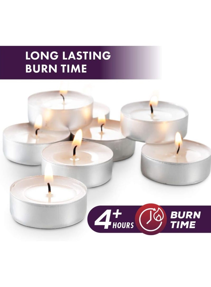 لوكاداه عبوة من ١٠٠ شمعة شاي عديمة الرائحة | شموع شاي بيضاء تدوم ٤ ساعات | شموع صغيرة تدوم طويلاً لحفلات الزفاف والحفلات وأعياد الميلاد والذكرى السنوية - Image 3