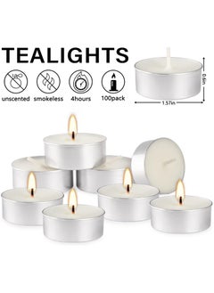 Lukadah 100-Pack Unscented Tea Lights Candles|4 Hour White Tealight Candles | Long Lasting Little Candles for Wedding, Parties, Birthdays, Anniversaries  - Image 2