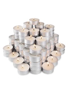 Lukadah 100-Pack Unscented Tea Lights Candles|4 Hour White Tealight Candles | Long Lasting Little Candles for Wedding, Parties, Birthdays, Anniversaries  - Image 1
