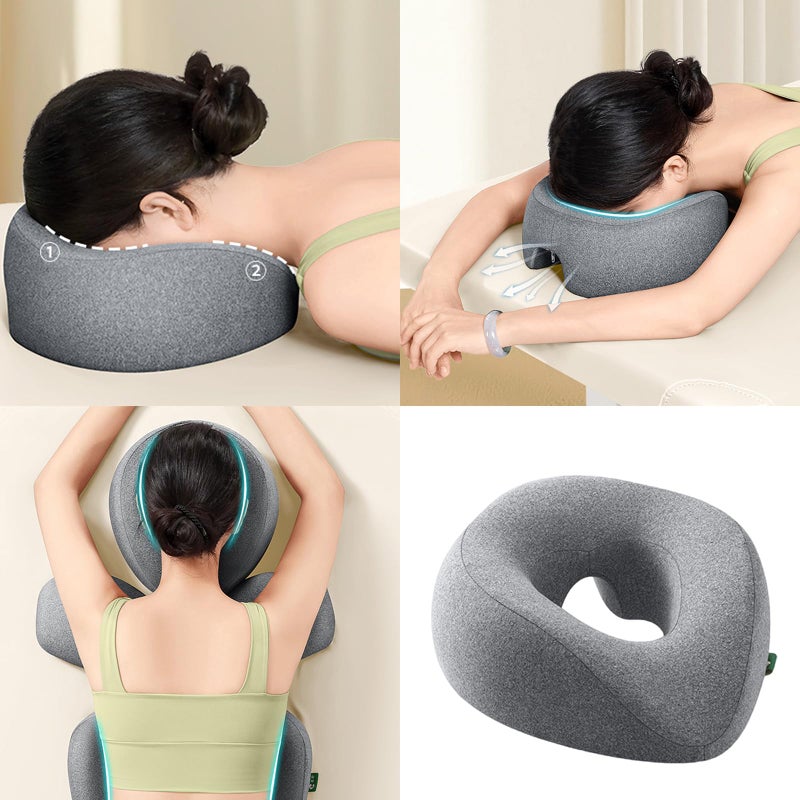 Standard Navy Blue Massage Table Pillow With Ergonomic Face Hole And Washable Memory Foam Cushion - Image 3