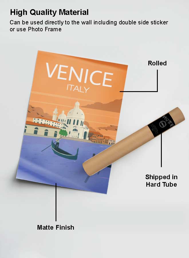 LOWHA Poster Painting Art With Four Separate Pieces Of Double-Sided Stickers Venice Italy For Home Bedroom Living Room And Office Decor - Image 2