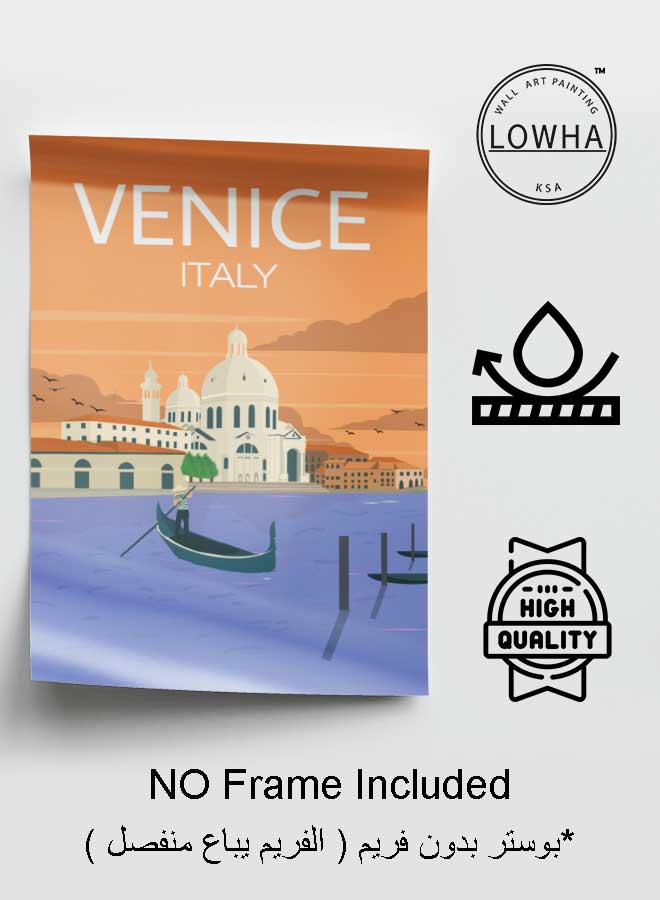 LOWHA Poster Painting Art With Four Separate Pieces Of Double-Sided Stickers Venice Italy For Home Bedroom Living Room And Office Decor - Image 3