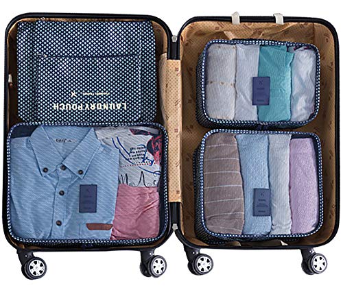 Mossio Packing Organizers,Mossio 7pc Small Medium Large Packing Cubes Set Garment Clothes Bag Navy Star - Image 3