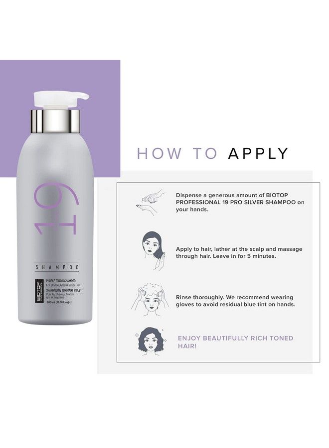 Biotop Professional 19 Pro Silver Shampoo For Blonde Hair Nurturing Shampoo For Whites And Platinum Blondes 16.9 Fl Oz - Image 4