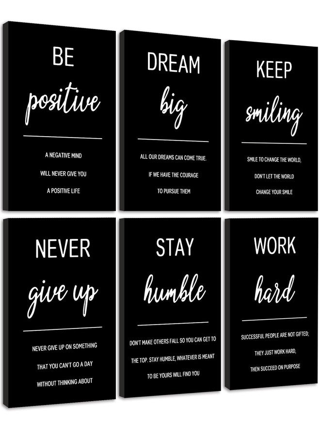 KUVIOKE Inspirational Framed Wall Art Motivational Quotes Wall Decor Encouraging Office Posters Positive Affirmations Sayings for Classroom Bedroom Living Room Ready to Hang Set of 6, 8x10in (Framed) - Image 1