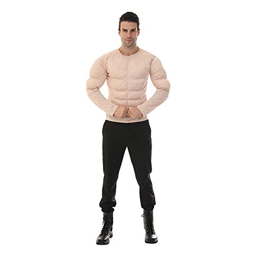 EraSpooky Men Muscle Shirt Bodybuilder Halloween Costume Accessory for Adult Muscle Shirt Padded Beige - Image 4