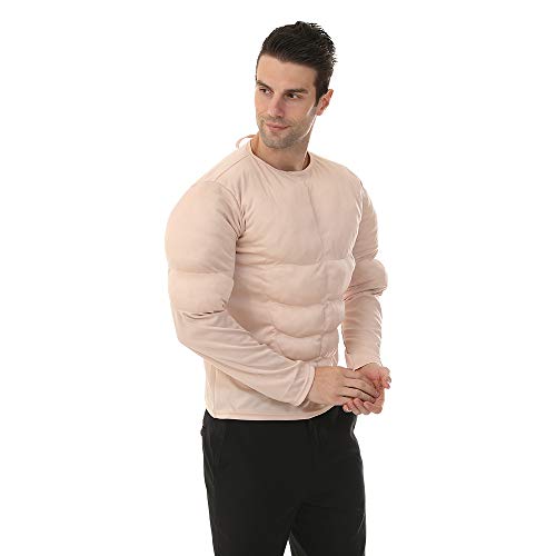 EraSpooky Men Muscle Shirt Bodybuilder Halloween Costume Accessory for Adult Muscle Shirt Padded Beige - Image 2