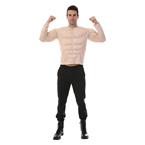 EraSpooky Men Muscle Shirt Bodybuilder Halloween Costume Accessory for Adult Muscle Shirt Padded Beige - Image 3