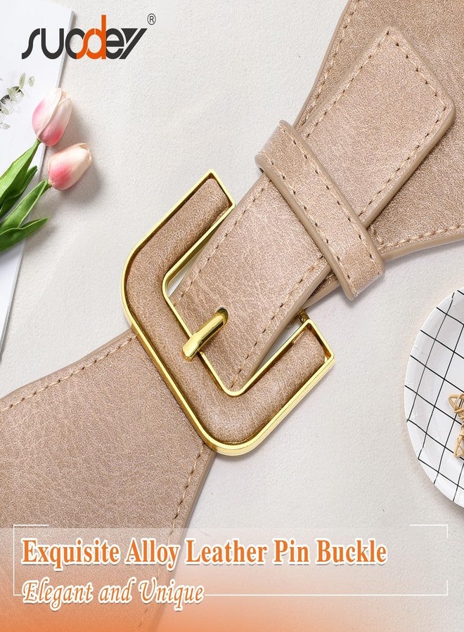 سوزدي حزام خصر عريض من SUOSDEY للنساء، حزام مطاطي سميك مزين بإبزيم ذهبي، حزام نسائي أنيق سميك قابل للتمدد - Image 4