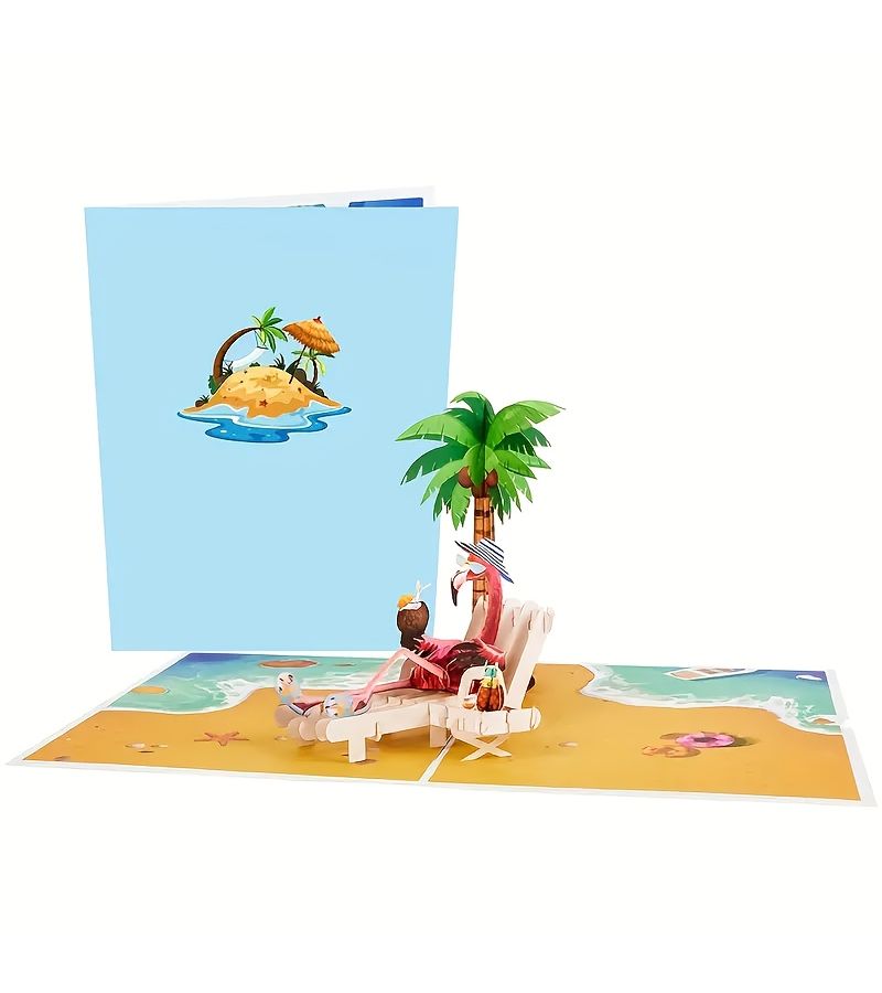 Blue Flamingo 3D Pop Up Card Perfect For Celebrating Day Retirement And Summer Holiday Party Invitation Card With Note Card And Envelope - Image 4