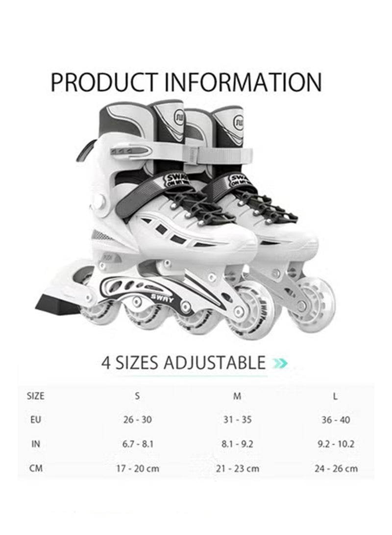 sway Kids Inline Skating Sports 8 Wheels Luminous Wheels Set Girls and Boys Skates, Colorful Luminous Roller Skates with Protection Fall Set and Training Set - Image 2