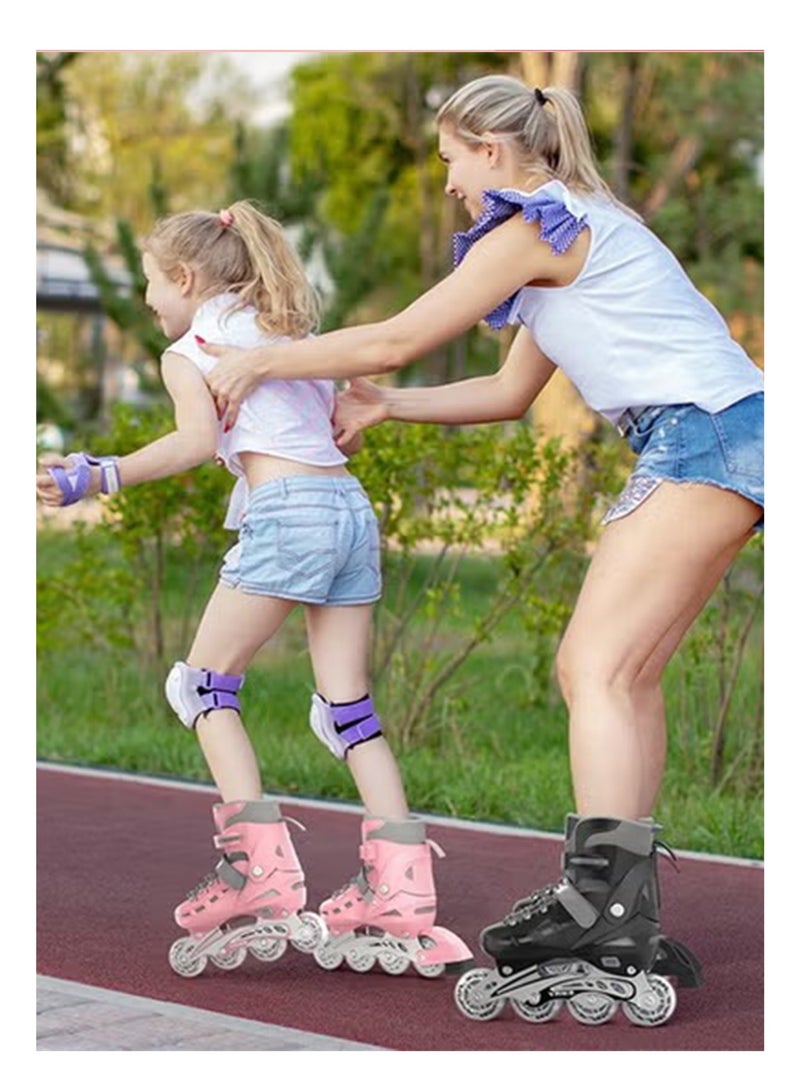 sway Kids Inline Skating Sports 8 Wheels Luminous Wheels Set Girls and Boys Skates, Colorful Luminous Roller Skates with Protection Fall Set and Training Set - Image 4