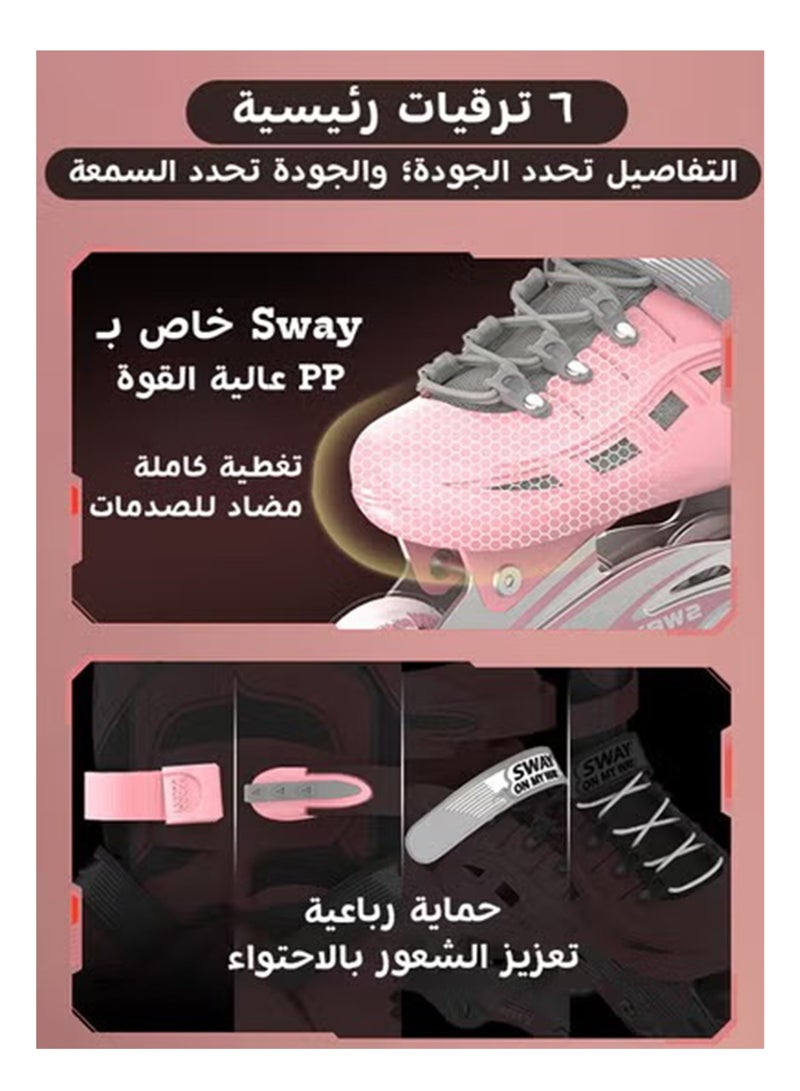 أس واي رياضة التزلج بالأحذية للأطفال، مجموعة عجلات مضيئة بثماني عجلات، أحذية تزلج للبنين والبنات، أحذية تزلج مضيئة ملونة مع مجموعة حماية من السقوط ومجموعة تدريب - Image 3