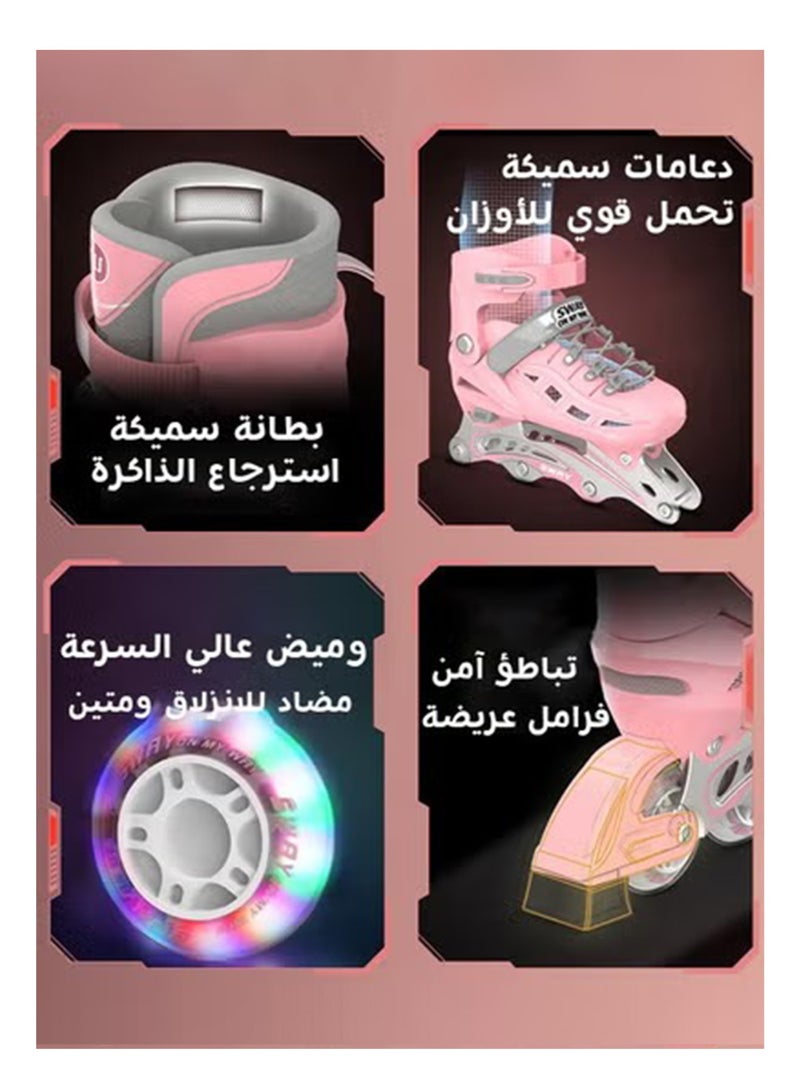 أس واي رياضة التزلج بالأحذية للأطفال، مجموعة عجلات مضيئة بثماني عجلات، أحذية تزلج للبنين والبنات، أحذية تزلج مضيئة ملونة مع مجموعة حماية من السقوط ومجموعة تدريب - Image 5