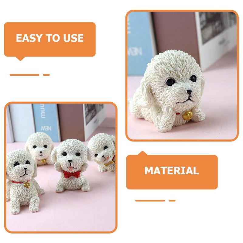 Miniature Resin Dog Figurines White Set Of 4 Desktop Decor Home Craft Ornaments - Image 4