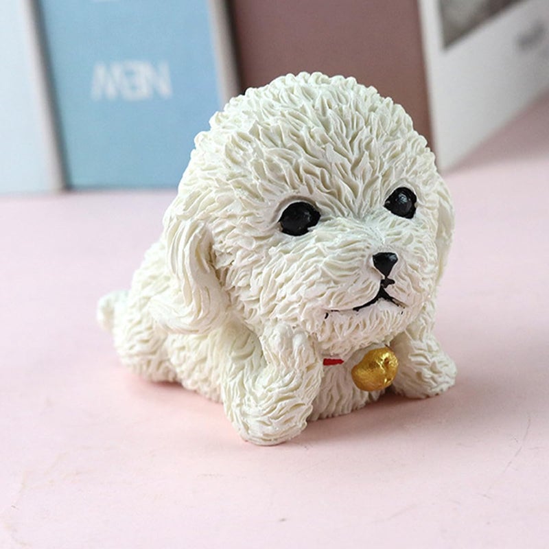 Miniature Resin Dog Figurines White Set Of 4 Desktop Decor Home Craft Ornaments - Image 5