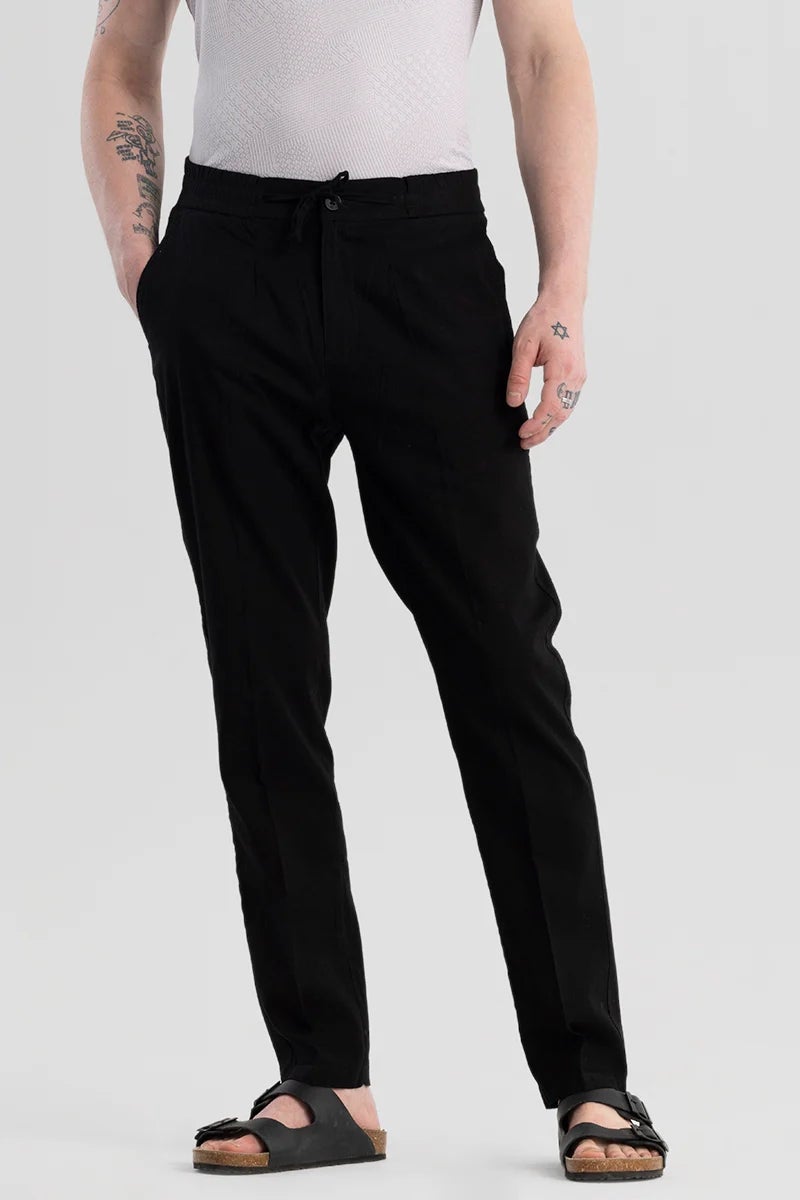 SNITCH Nova Black Linen Blend Trouser - Image 1