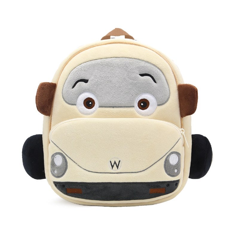 Plush Kids Backpack, Beetle Car Vehicle Design, Soft Lightweight School Bag for Toddlers and Preschool Kids - Image 1