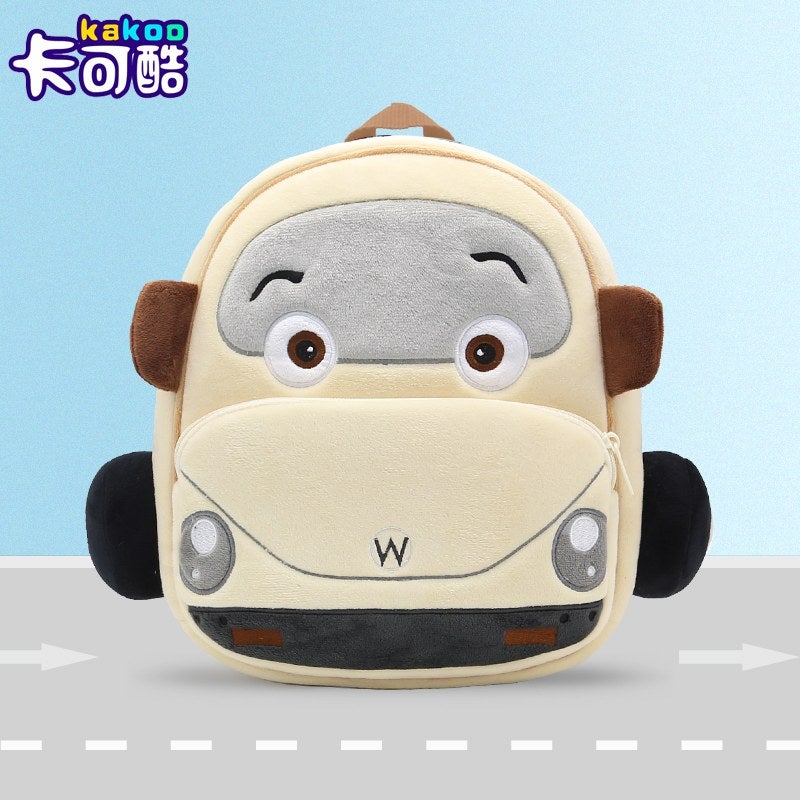 Plush Kids Backpack, Beetle Car Vehicle Design, Soft Lightweight School Bag for Toddlers and Preschool Kids - Image 4