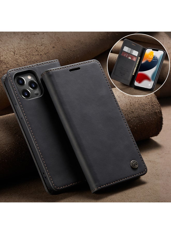 Generic - For Iphone 15 Case 14pro Max Card Slot Leather Cover Xr Flip Protective Case Digital Computer/mobile Phone Protective Cover-Color:Black-Applicable Model:For Iphone11 Pro - Image 1