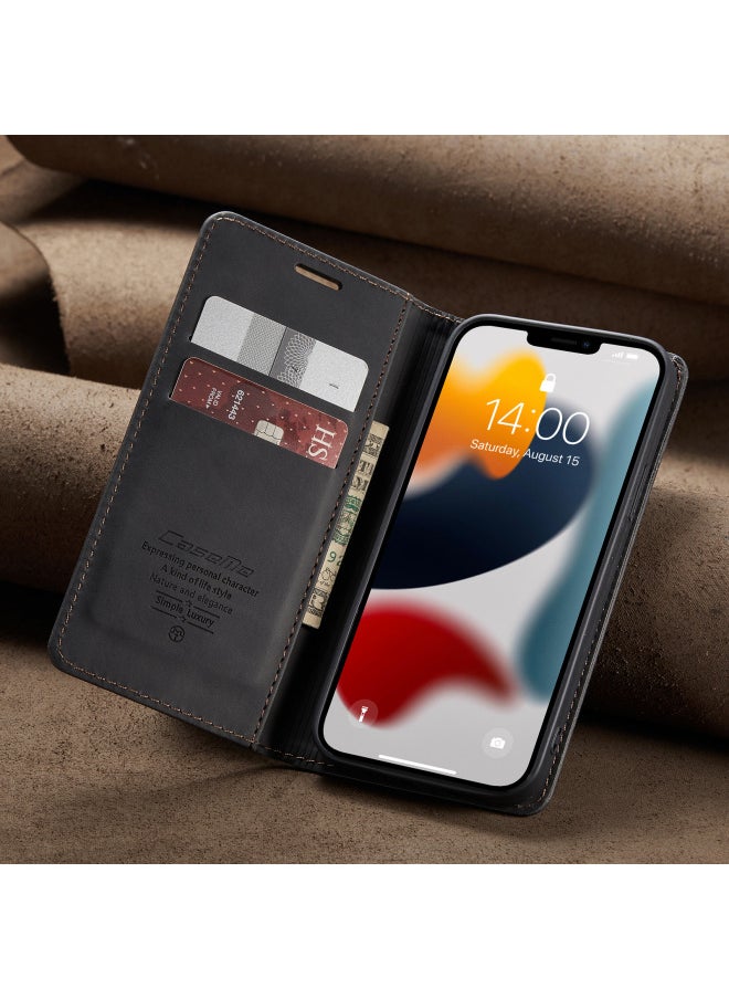 Generic - For Iphone 15 Case 14pro Max Card Slot Leather Cover Xr Flip Protective Case Digital Computer/mobile Phone Protective Cover-Color:Black-Applicable Model:For Iphone11 Pro - Image 1