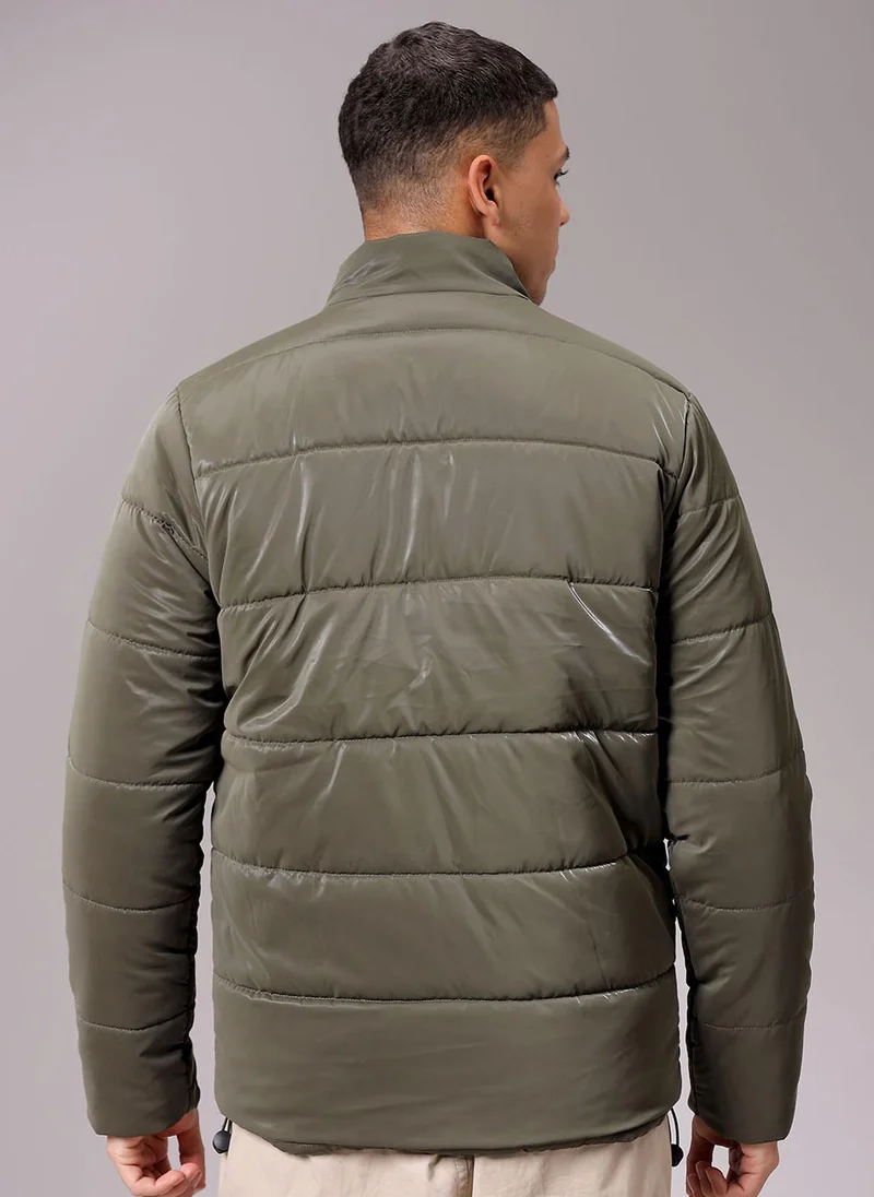 The Indian Garage Co Men Slim Fit Solid Puffer Jackets