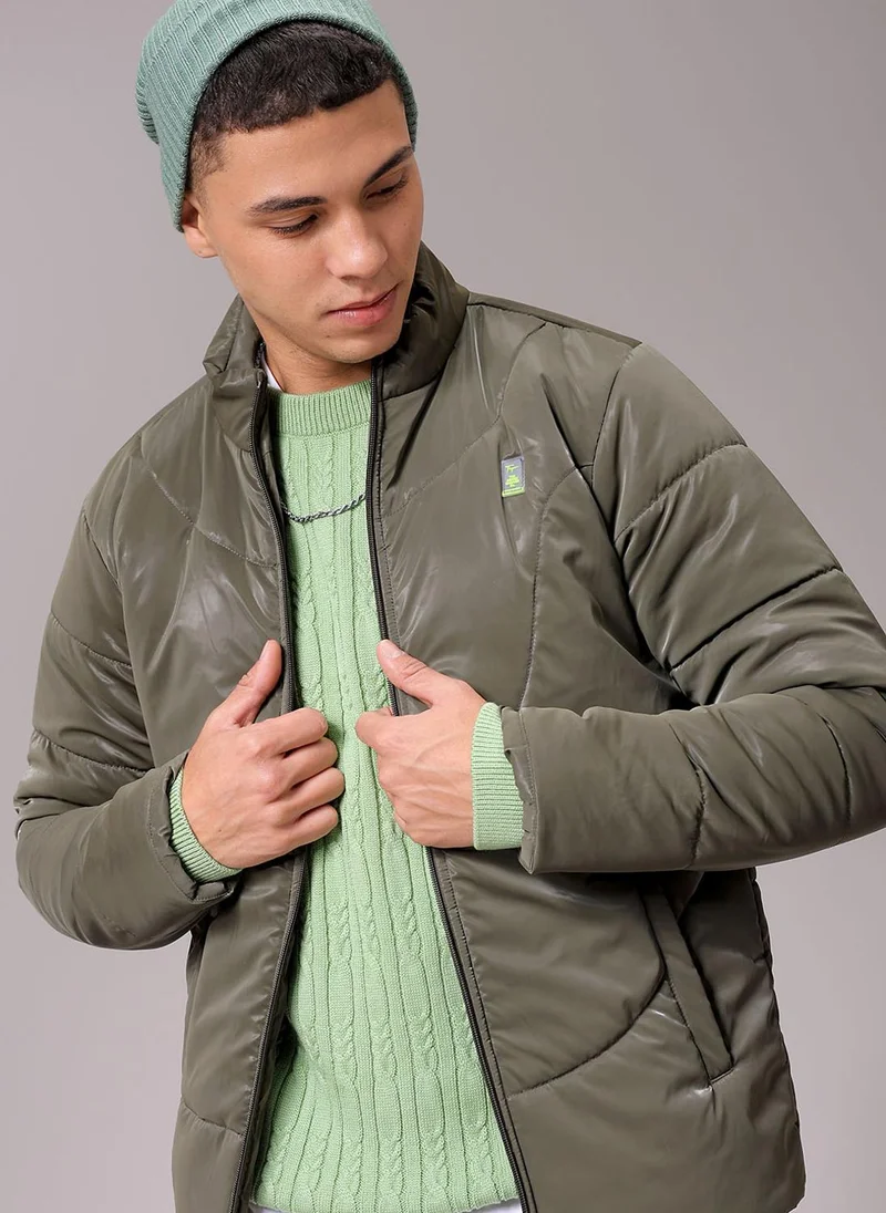 The Indian Garage Co Men Slim Fit Solid Puffer Jackets