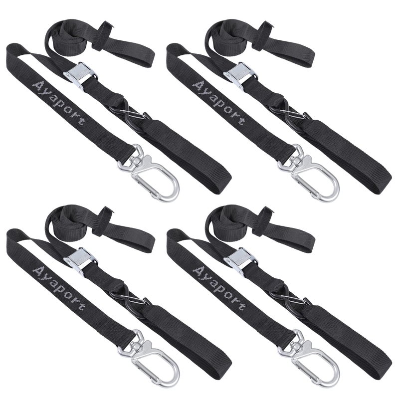 Ayaport Motorcycle Tie Down Straps 15 x 8 with Swivel Carabiner Hooks Cam Buckle Tie Downs Handlebar Strap for Dirt Bike Motor Bike Kayak Car Truck Boat Cargo Black 15 x84pcs
