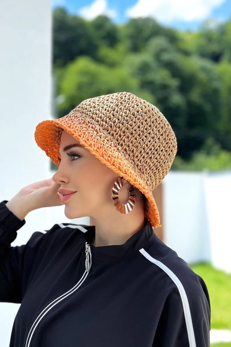 Remsa Mayo Handmade Straw Hat RŞ-102 Camel Orange