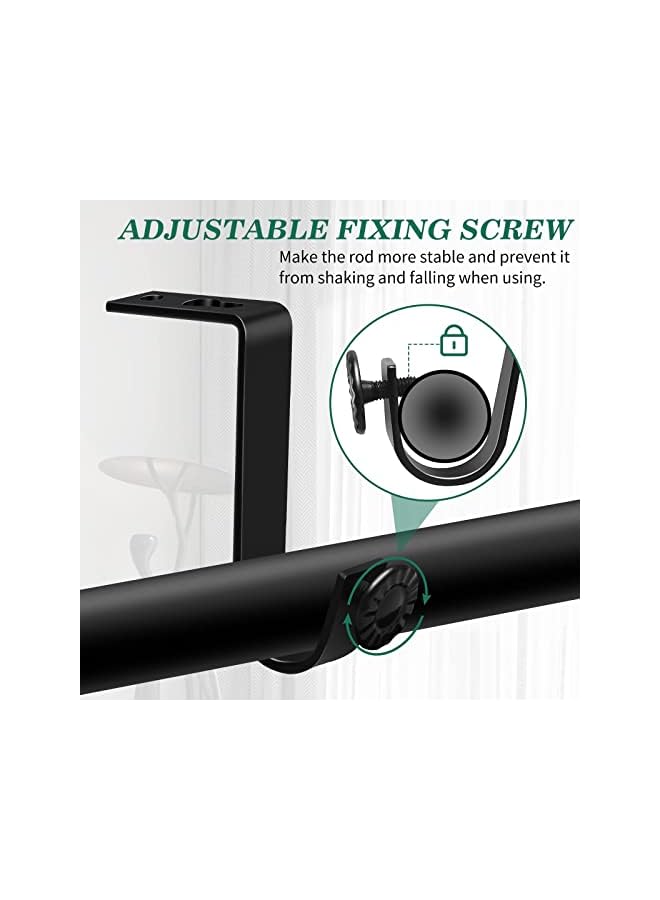 erorex Ceiling Curtain Rod Bracket, Heavy Duty Curtain Rod Holders, Black 4 Pack Ceiling Curtain Rods Hooks Hangers Fit for 3/4 to 9/10 Inch Drapery Poles  - Image 2