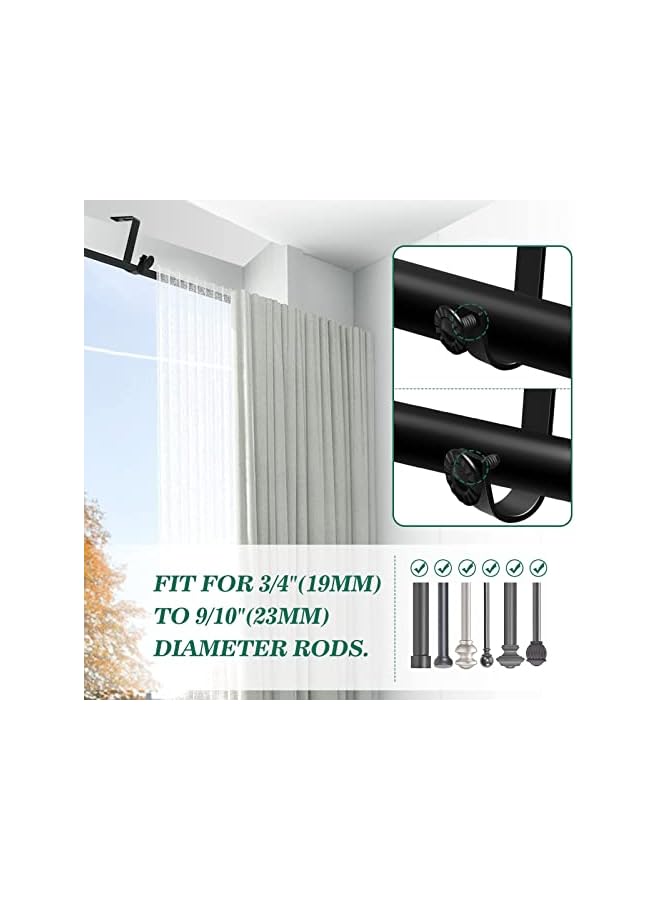 erorex Ceiling Curtain Rod Bracket, Heavy Duty Curtain Rod Holders, Black 4 Pack Ceiling Curtain Rods Hooks Hangers Fit for 3/4 to 9/10 Inch Drapery Poles  - Image 3