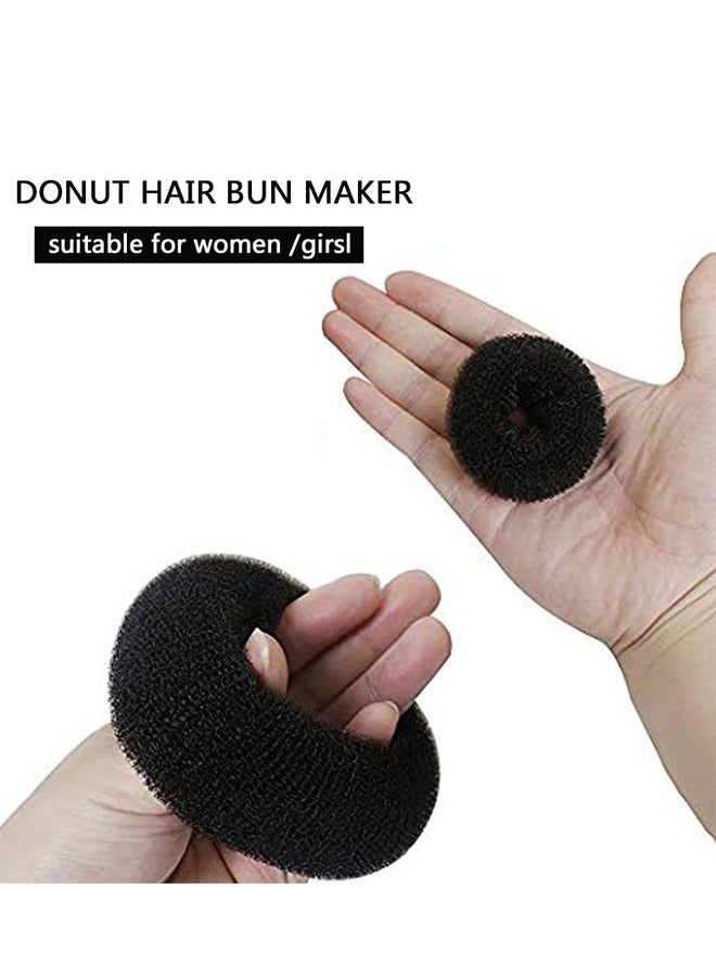 GUSGU Hair Donut Bun Maker Set, Hair Bun Maker Set with 7pcs Black Donut Bun Makers (1 extra-large, 2 large, 2 medium and 2 small), 5 pieces Hair Elastic Bands, 12 pieces Hair Pins - Image 4