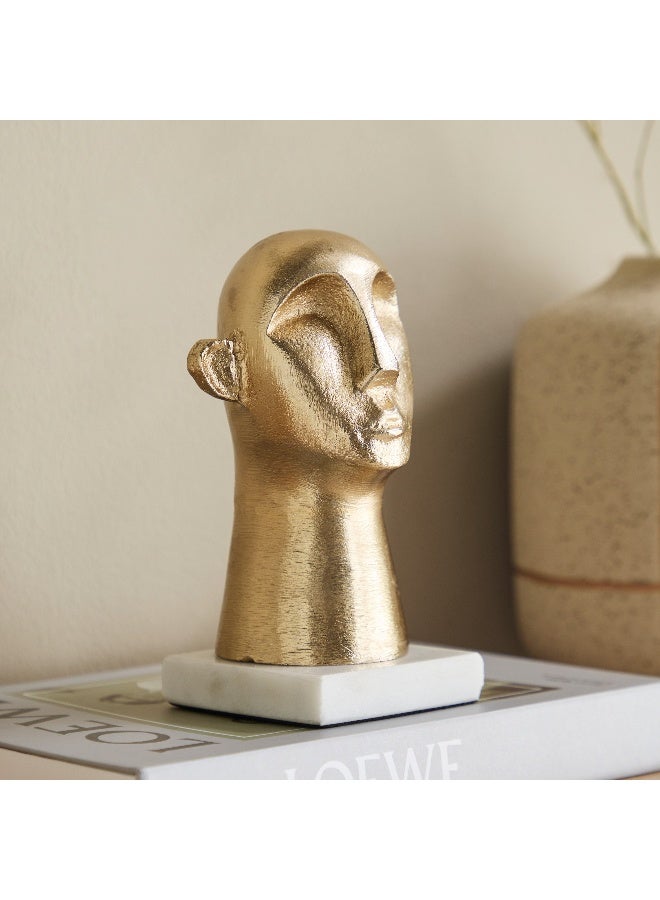 Home Box Viola Aluminium Human Face Table Accent with Natural Marble - 10x8x17 cm - Image 1