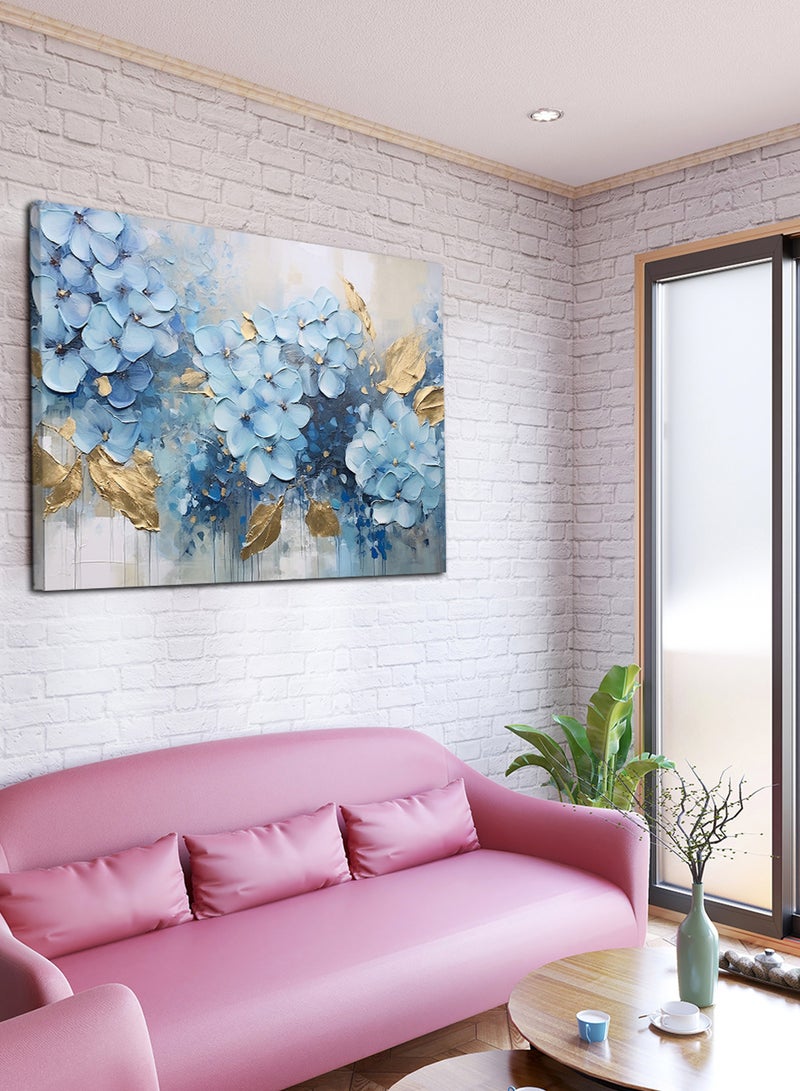 لوحة كانفاس على إطار خشبي بتصميم نمط فني من الزهور - Image 1