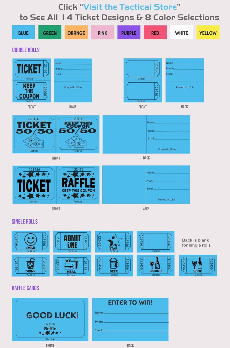 Tacticai 1000 Tacticai Raffle Tickets, Orange (1 of 8 Colors), Double Roll, Ticket for Events, Entry, Class Reward, Fundraiser & Prizes - Image 3
