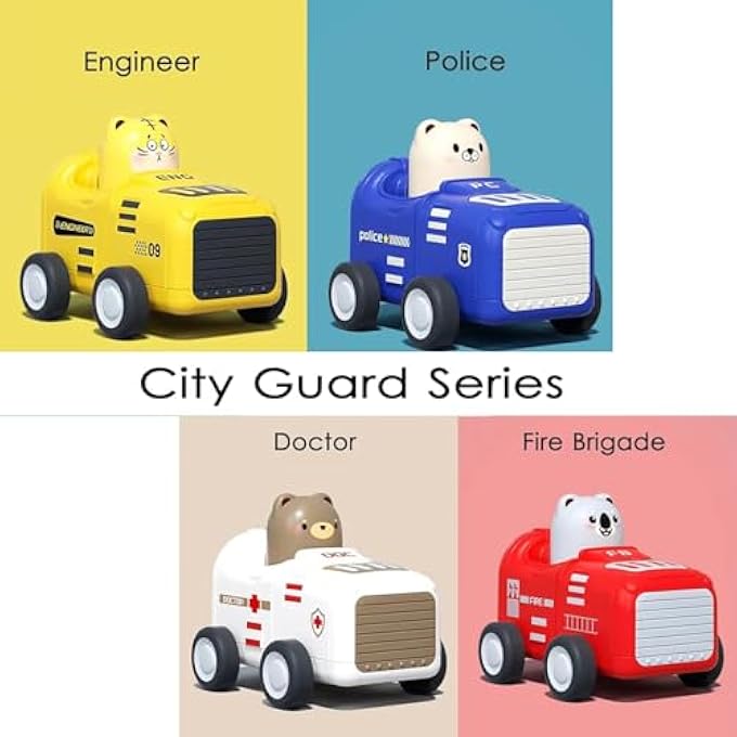 PRESS AND GO CAR TOYS FOR TODDLERS 1-3 - ANIMAL RACING CARS, INFANT PLAY VEHICLE SET, INTERACTIVE EDUCATIONAL TOY FOR WALKING & MOTOR SKILLS, BOYS & GIRLS BIRTHDAY PARTY FAVORS GIFT (4 PCS) - Image 5