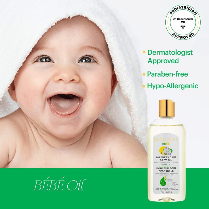 Makari Softness Care Baby Oil with Sweet Almond, Chamomile & Vitamins C & E | Hypoallergenic & Paraben-Free | Ideal for All Skin Types | Gentle Formula for Sensitive Newborn Skin - Image 3
