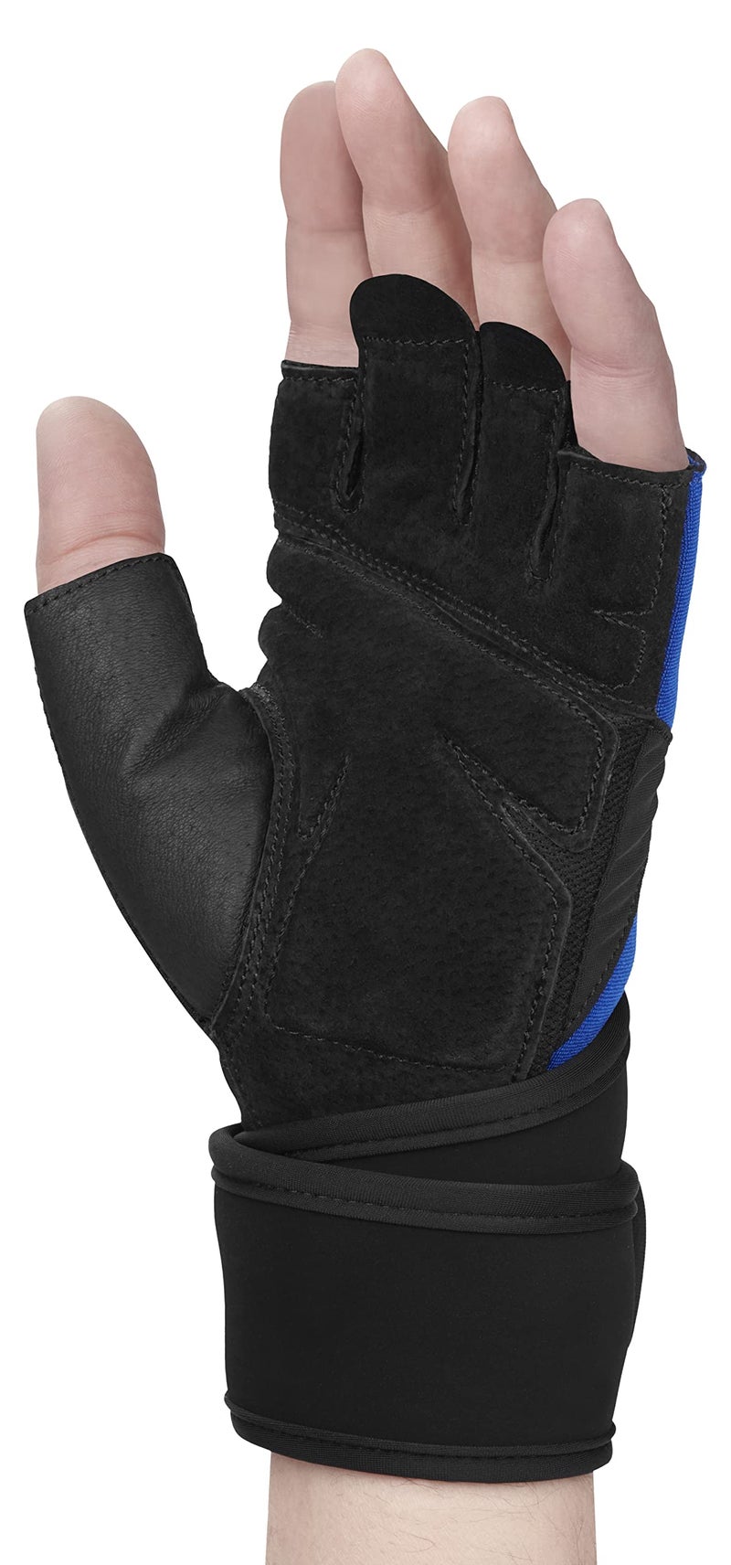 Harbinger Training Grip Wristwrap Weight Lifting Gloves, Unisex, Medium, Blue - Image 5