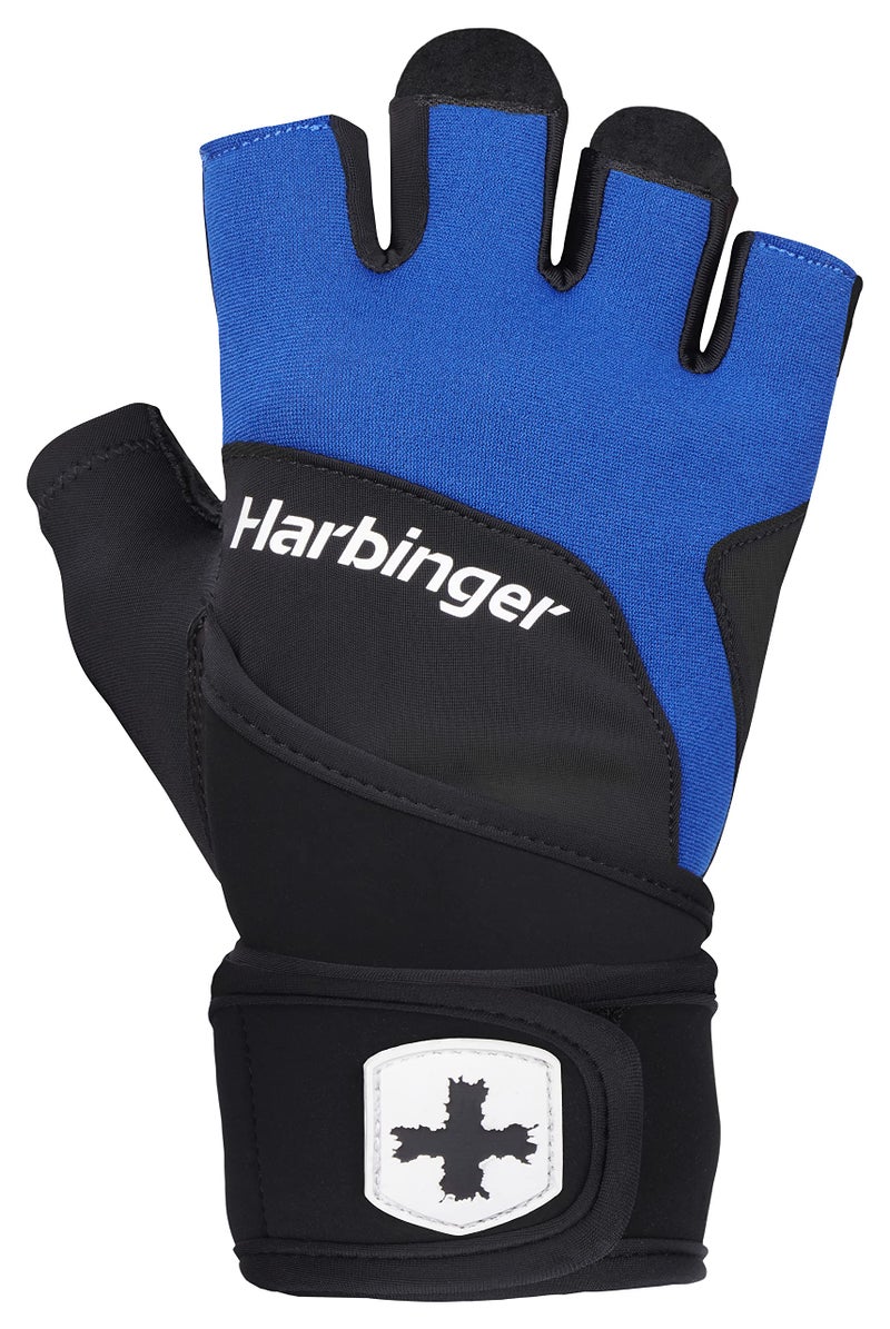 Harbinger Training Grip Wristwrap Weight Lifting Gloves, Unisex, Medium, Blue - Image 3