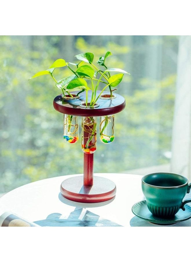 Generic - 3-Piece Test Tube Planter Flower Bud Vase With Wood Stand Multicolour one sizecm - Image 1